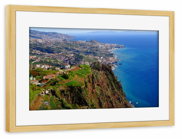 Poster mit Rahmen kiefer "Funchal (Madeira) aerial view" artboxONE - Natur,Reise,Reise / Länder