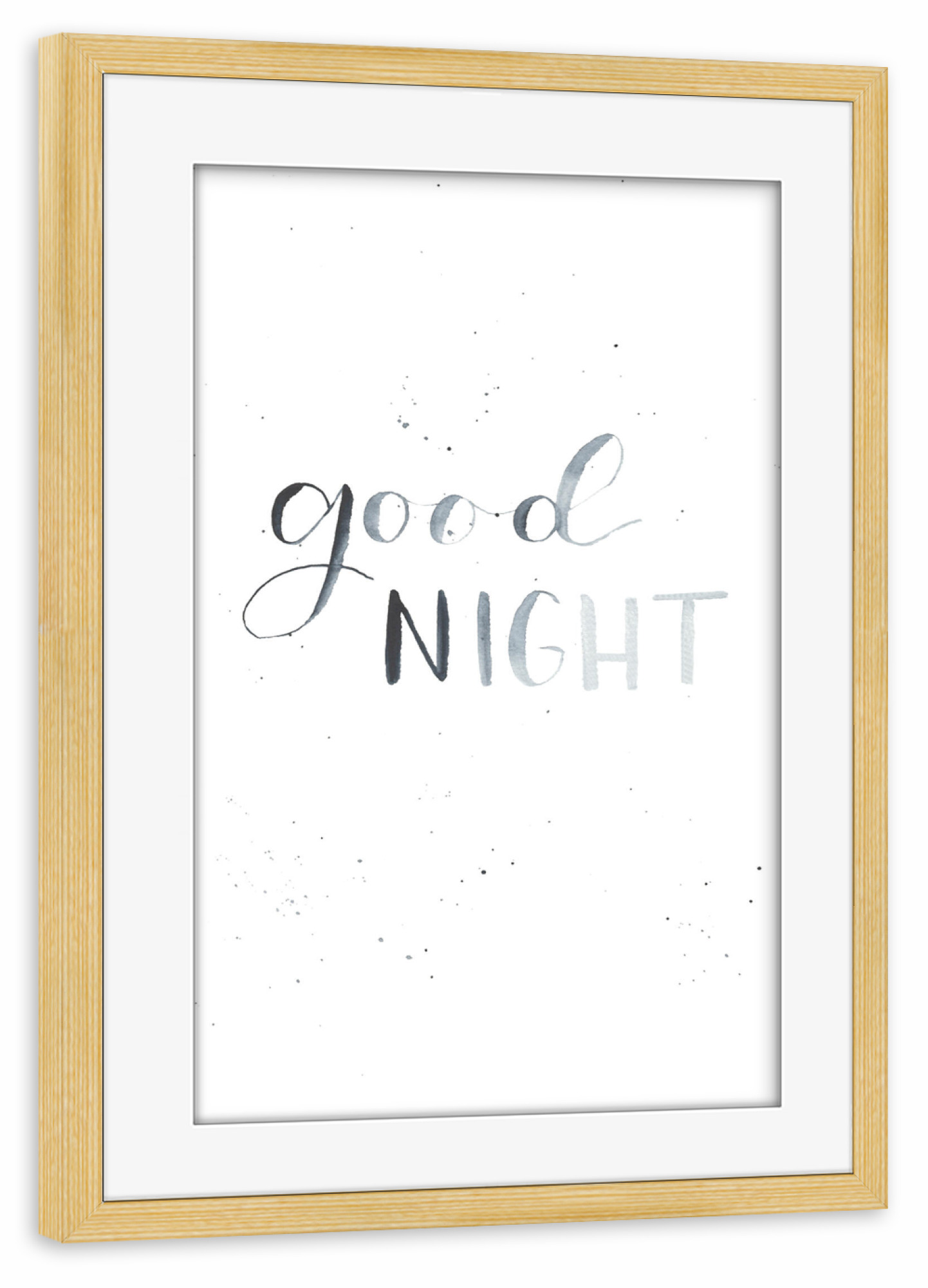 Poster mit Rahmen kiefer "Good Night Handlettering" artboxONE - Typografie,Für Kinder,Schwarzweiß