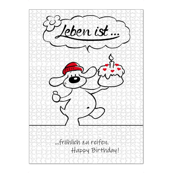 Puzzle Ravensburger "Leben ist... Happy Birthday" artboxONE - Typografie,Tiere,Comic,Lustig