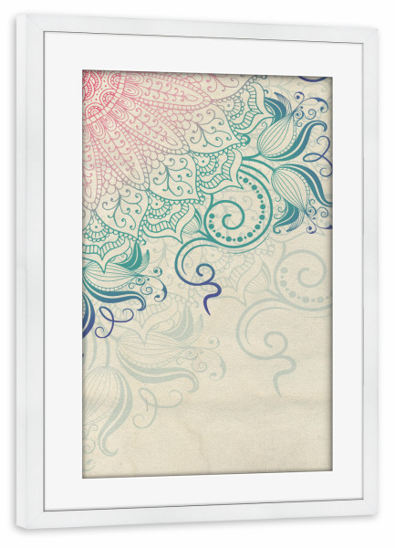 Poster mit Rahmen weiß "Mandala Canvas" artboxONE - Abstrakt,Geometrie