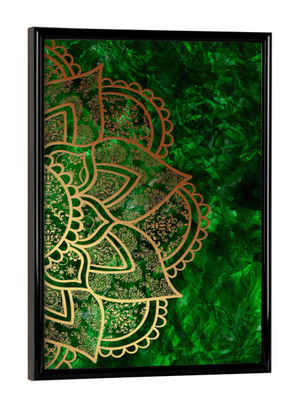 Poster mit schwarzem Rahmen "Mandala Emerald" artboxONE - Abstrakt,Geometrie