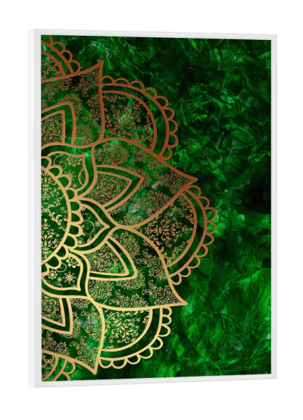 Poster mit weißem Rahmen "Mandala Emerald" artboxONE - Abstrakt,Geometrie