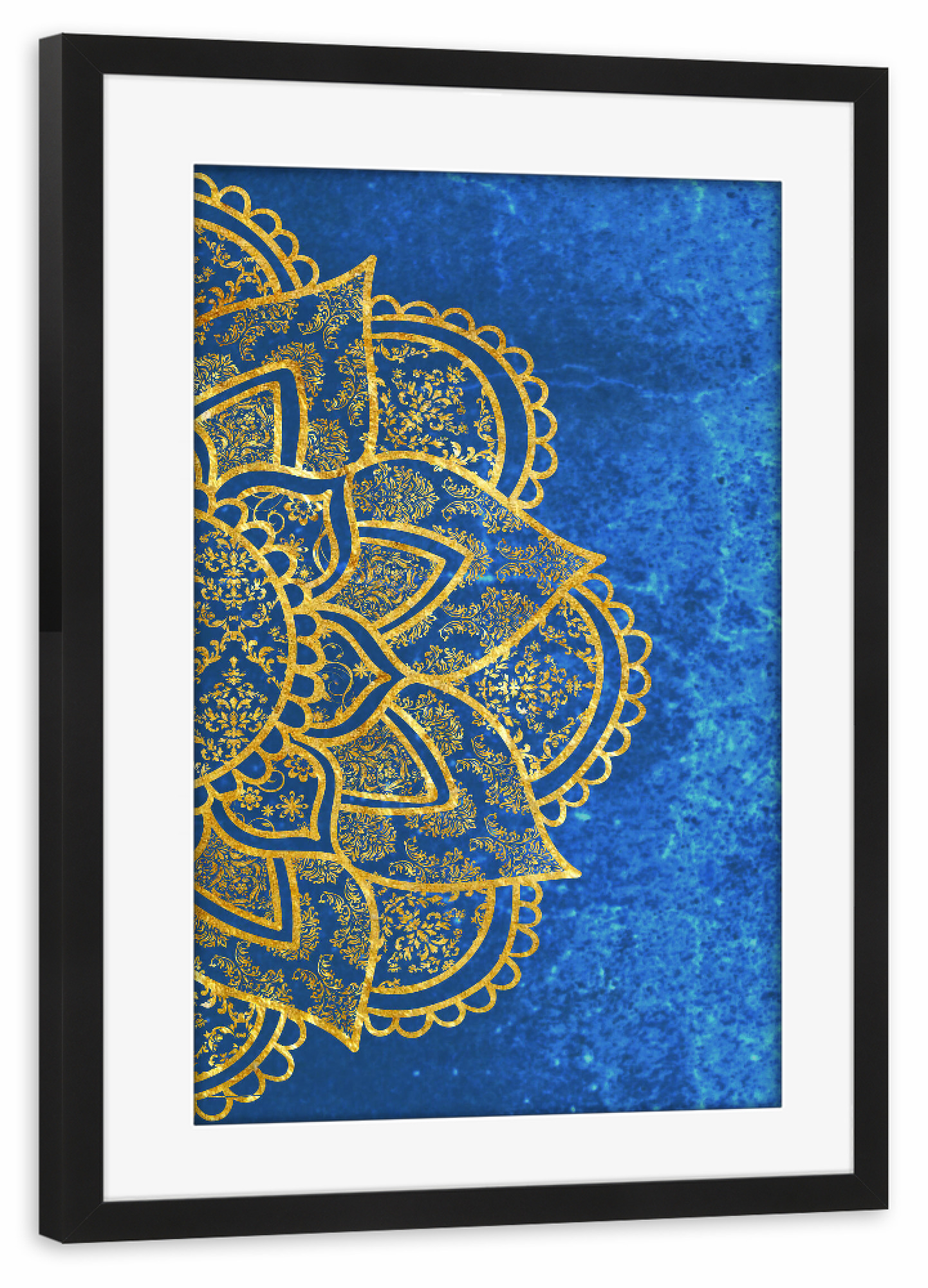 Poster mit Rahmen schwarz "Mandala Ocean" artboxONE - Abstrakt,Geometrie