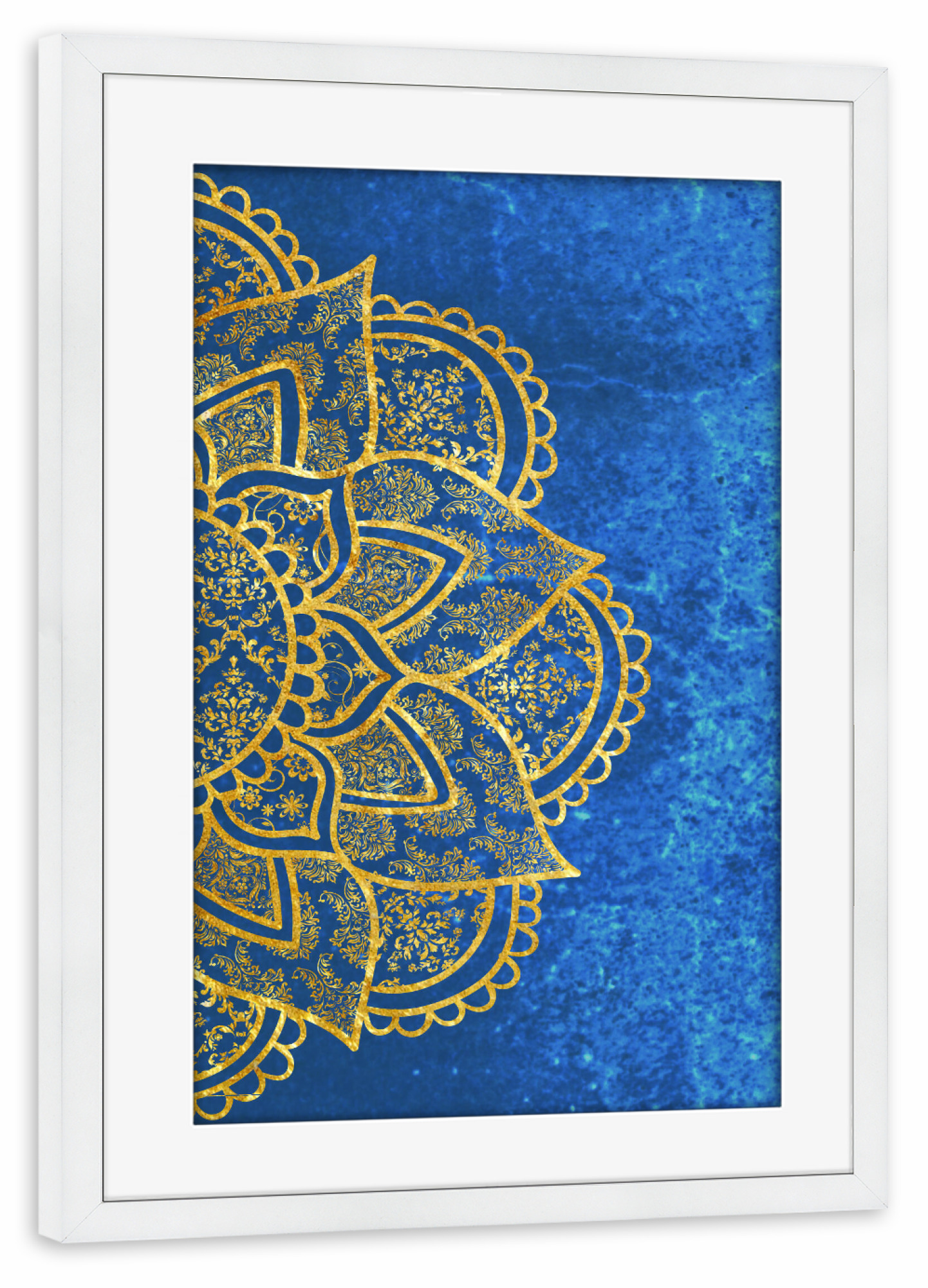 Poster mit Rahmen weiß "Mandala Ocean" artboxONE - Abstrakt,Geometrie