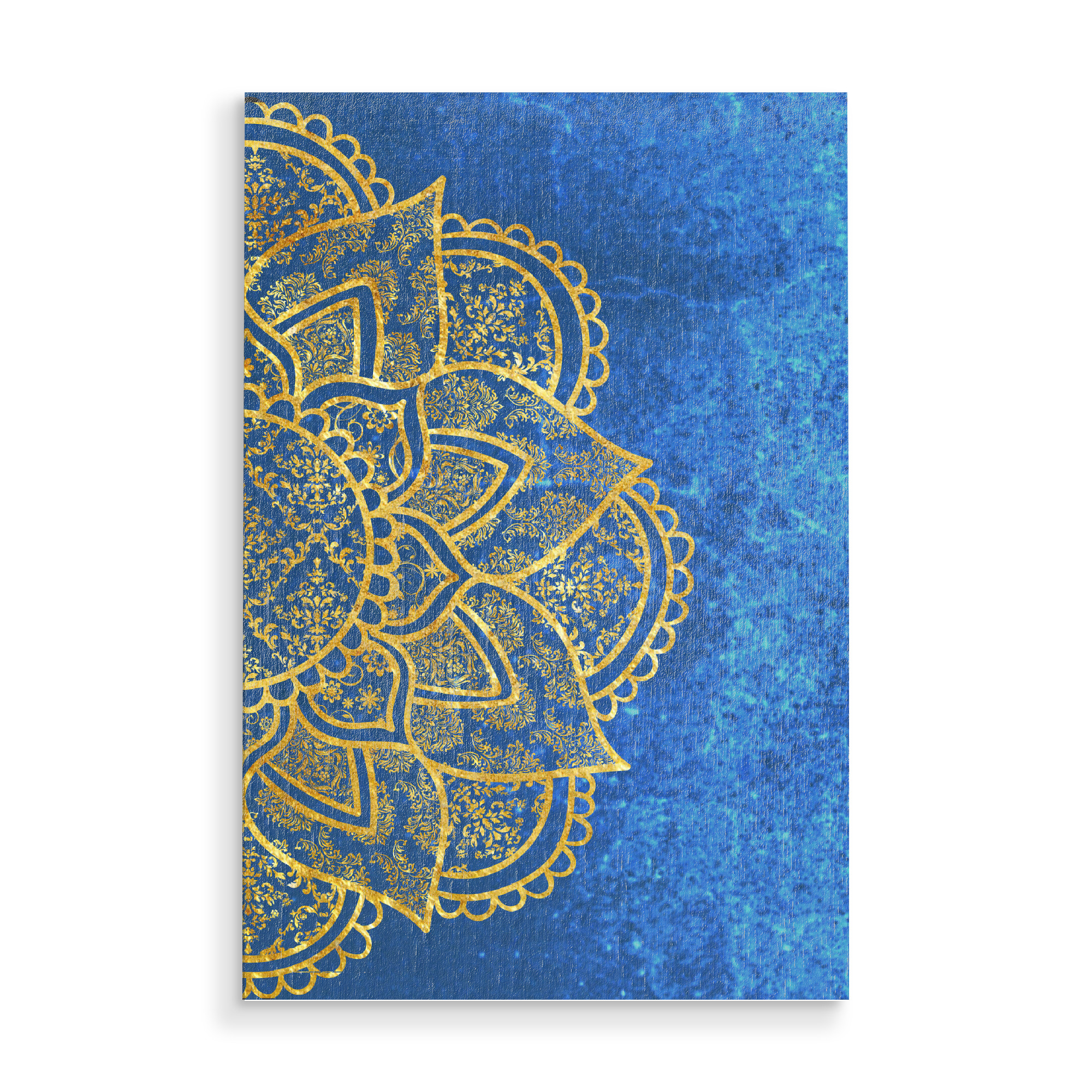 Holzbild "Mandala Ocean" artboxONE - Abstrakt,Geometrie - Mandala,Hobo,Yoga,Arabic,Geometrie,Geometry,Abstract,Abstrakt,Indian,Ethnic,Vector,Blue,Gold