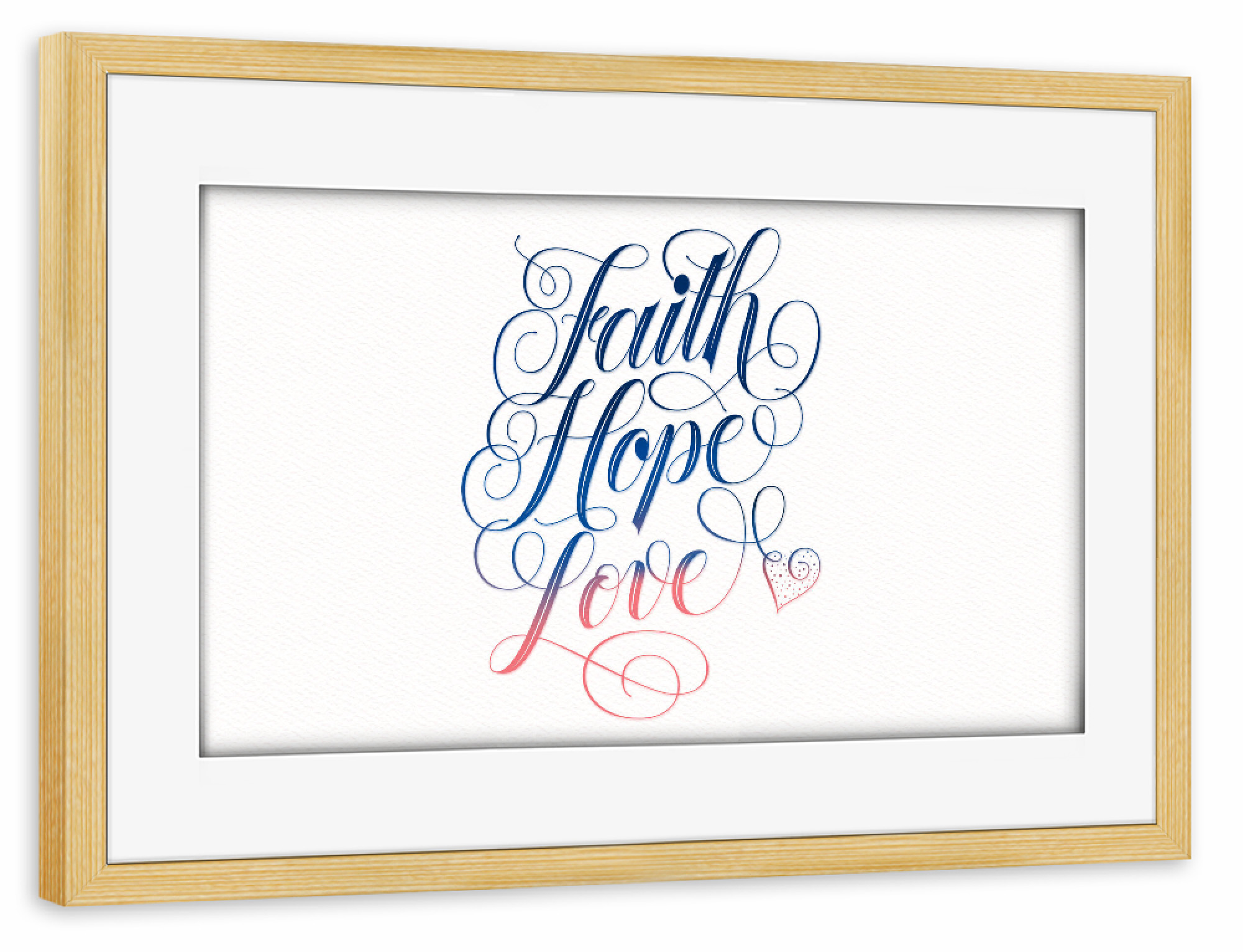 Poster mit Rahmen kiefer "Glaube. Liebe. Hoffnung" artboxONE - Typografie,Liebe