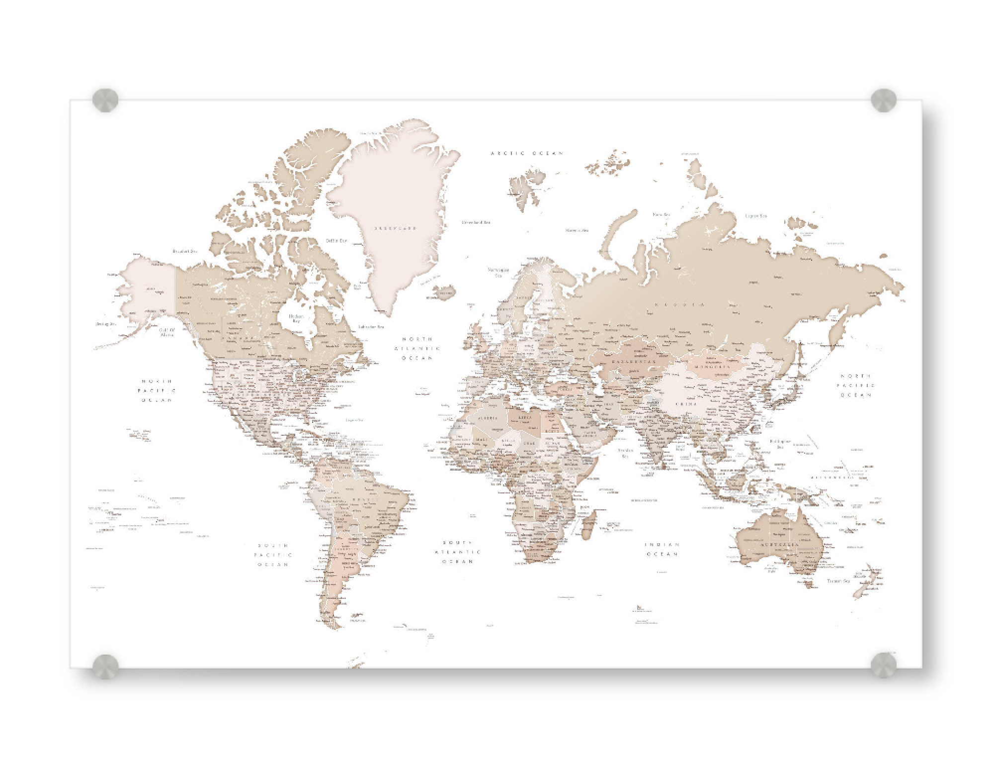 Acrylglasbild "Detailed world map, Louie" artboxONE - Reise,Reise / Länder,Kartografie