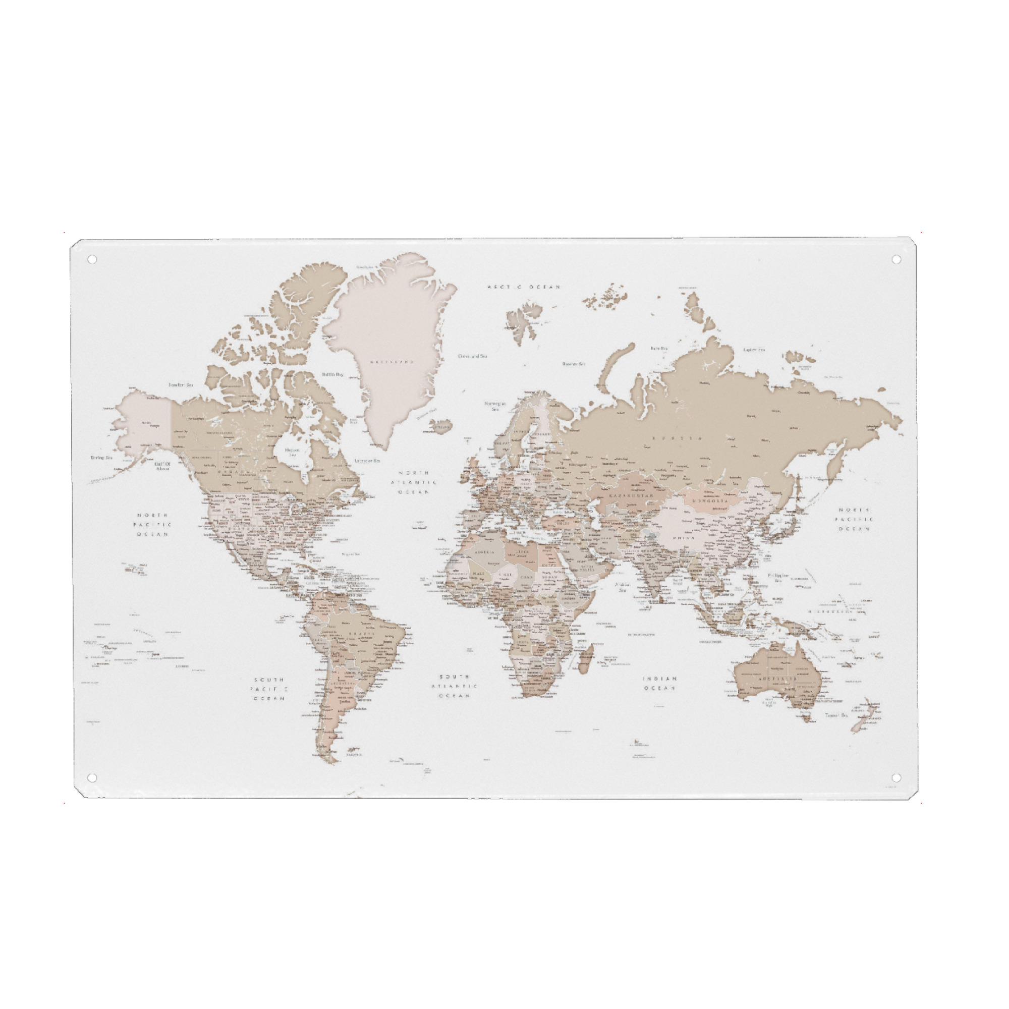 Metall Poster "Detailed world map, Louie" artboxONE - Reise,Reise / Länder,Kartografie