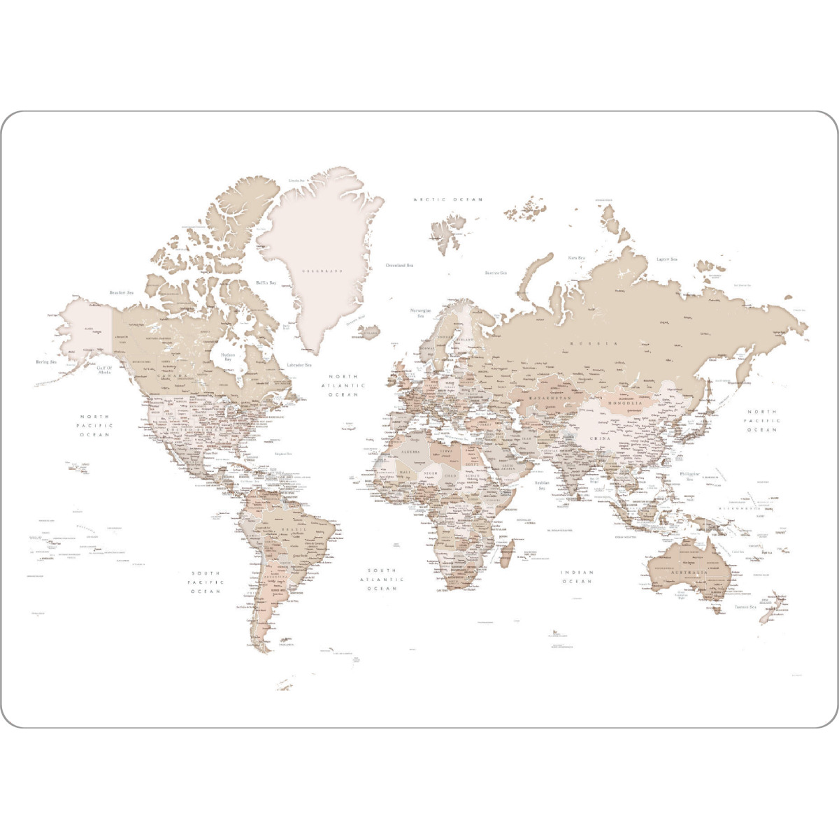 Tischset "Detailed world map, Louie" artboxONE - Reise,Reise / Länder,Kartografie