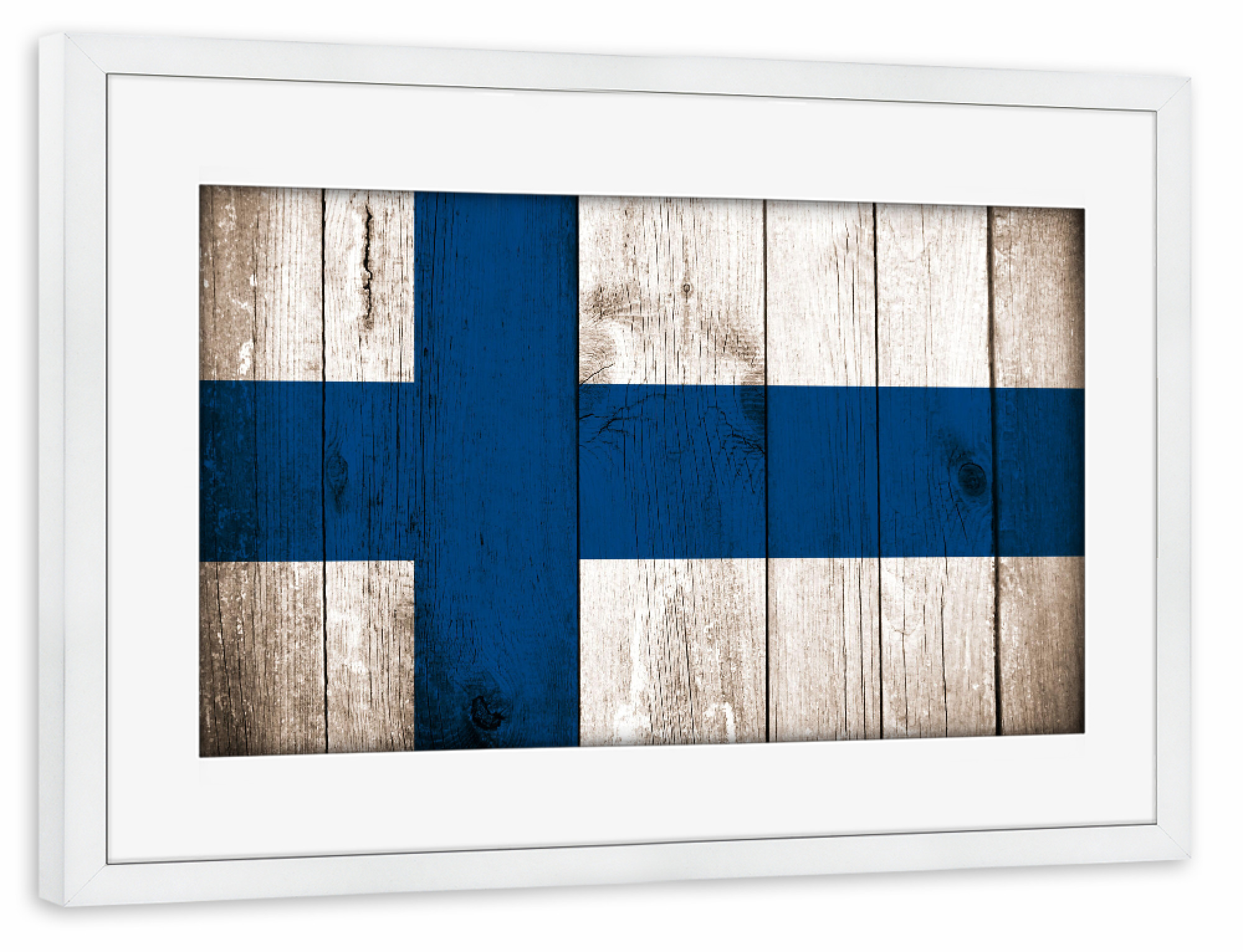 Poster mit Rahmen weiß "Finland Vintage Flag" artboxONE - Reise,Reise / Länder
