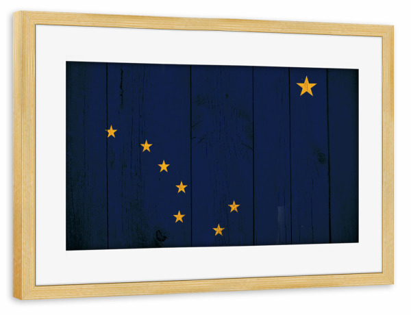 Poster mit Rahmen kiefer "Alaska Vintage Flag" artboxONE - Reise,Reise / Länder