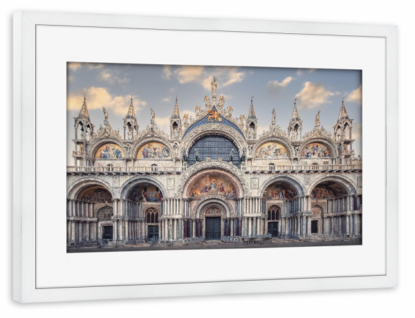 Poster mit Rahmen weiß "St Marks Basilica" artboxONE - Städte,Reise,Architektur,Städte / Venedig,Reise / Länder