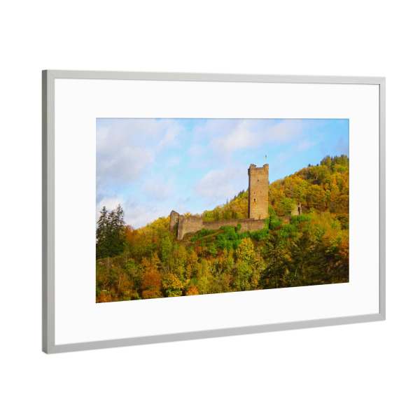 Poster mit Rahmen Silber "Burg Manderscheid" artboxONE - Reise,Architektur,Reise / Länder