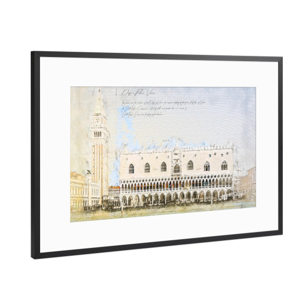 Poster mit Rahmen Schwarz (Metallic) "Doge's Palace, Venice" artboxONE - Städte,Architektur,Städte / Venedig