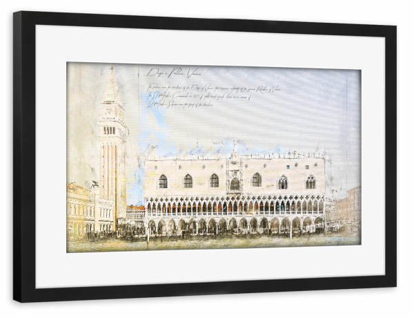 Poster mit Rahmen schwarz "Doge's Palace, Venice" artboxONE - Städte,Architektur,Städte / Venedig