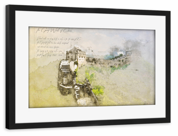 Poster mit Rahmen schwarz "Chinese Wall" artboxONE - Reise,Architektur,Reise / Asien