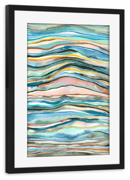 Poster mit Rahmen schwarz "Blue Terra Mineral Agate Layers" artboxONE - Natur,Abstrakt,Marmor