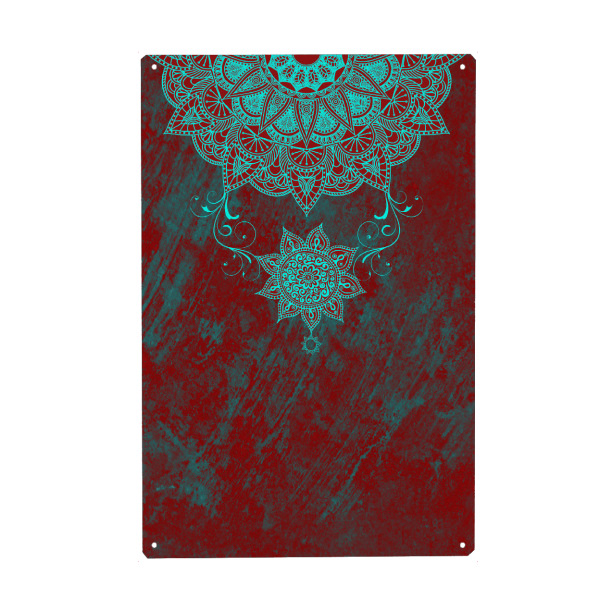 Metall Poster "Mandala Cyan drop" artboxONE - Abstrakt,Geometrie