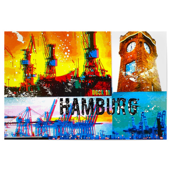 Poster "Pop Art Hamburg Collage" artboxONE - Städte,Städte / Hamburg,Reise,Architektur,Reise / Länder