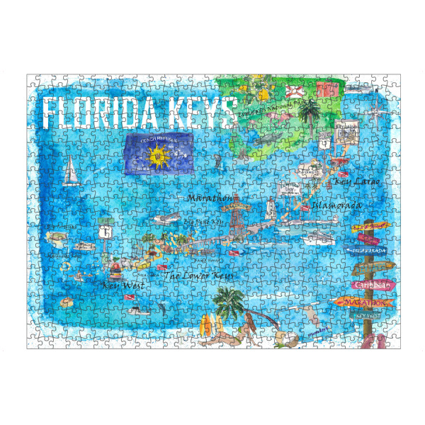 Puzzle Ravensburger "Florida Keys Illustrierte Karte" artboxONE - Reise,Städte / Weitere,Kartografie