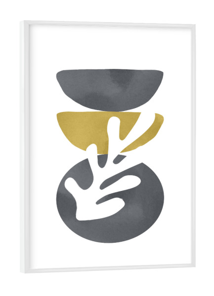 Poster mit weißem Rahmen "Leaf Yellow" artboxONE - Natur,Abstrakt,Geometrie