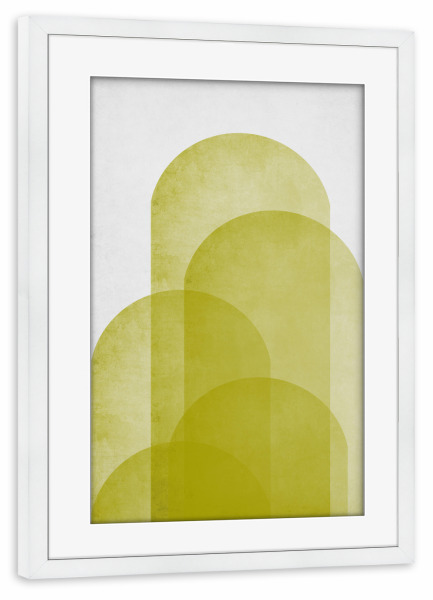 Poster mit Rahmen weiß "Gelbe Formen" artboxONE - Natur,Abstrakt,Geometrie,Fashion