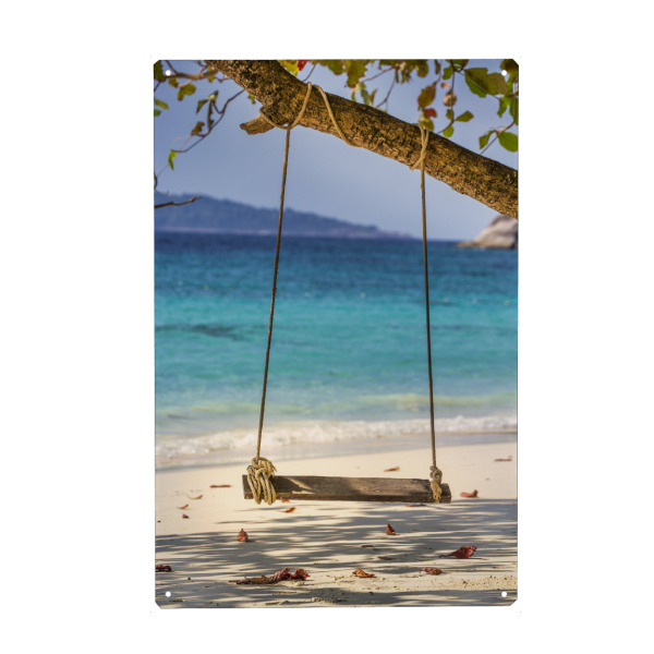 Holzbild "Holzschaukel am Strand" artboxONE - Reise / Strand und Meer