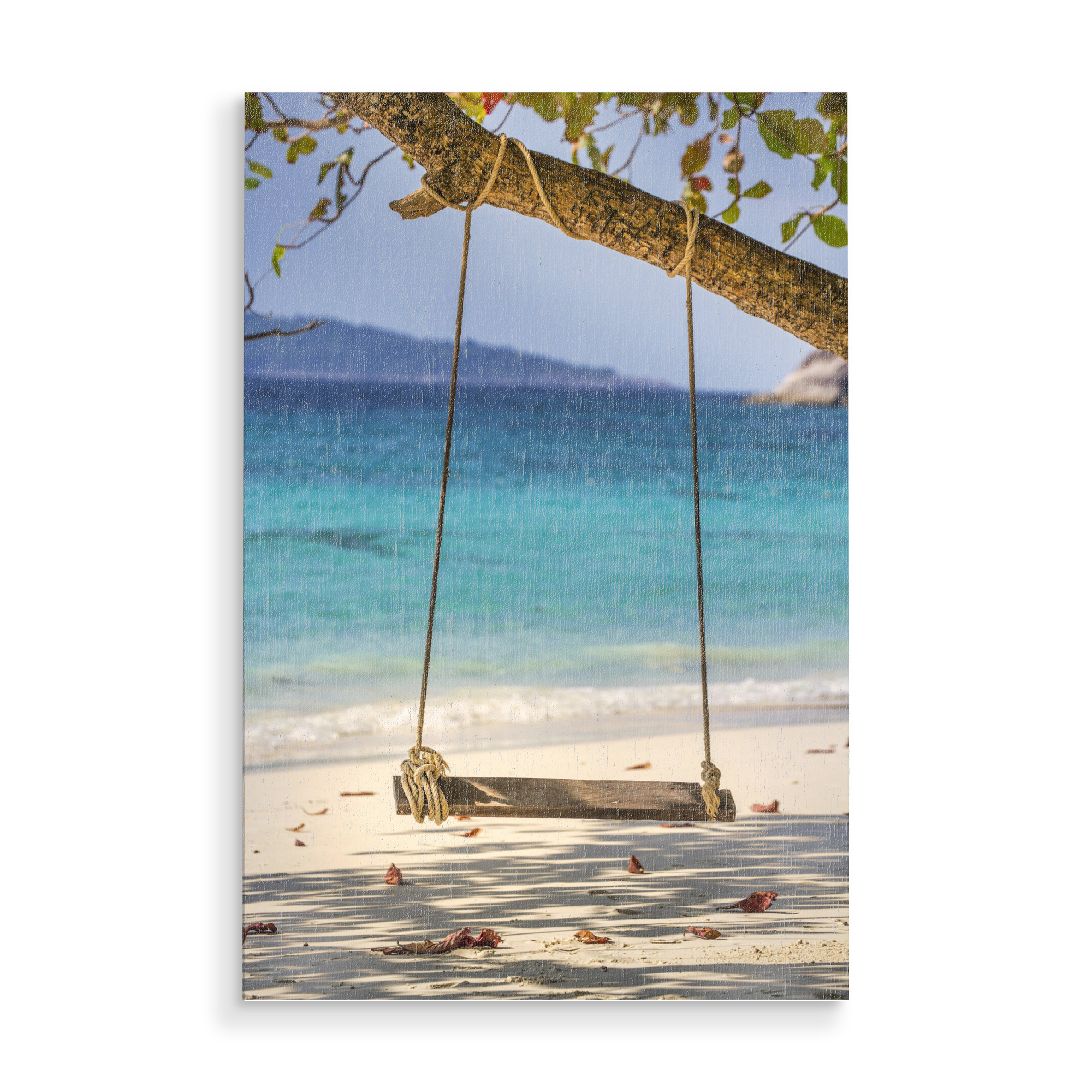 Holzbild "Holzschaukel am Strand" artboxONE - Reise / Strand und Meer