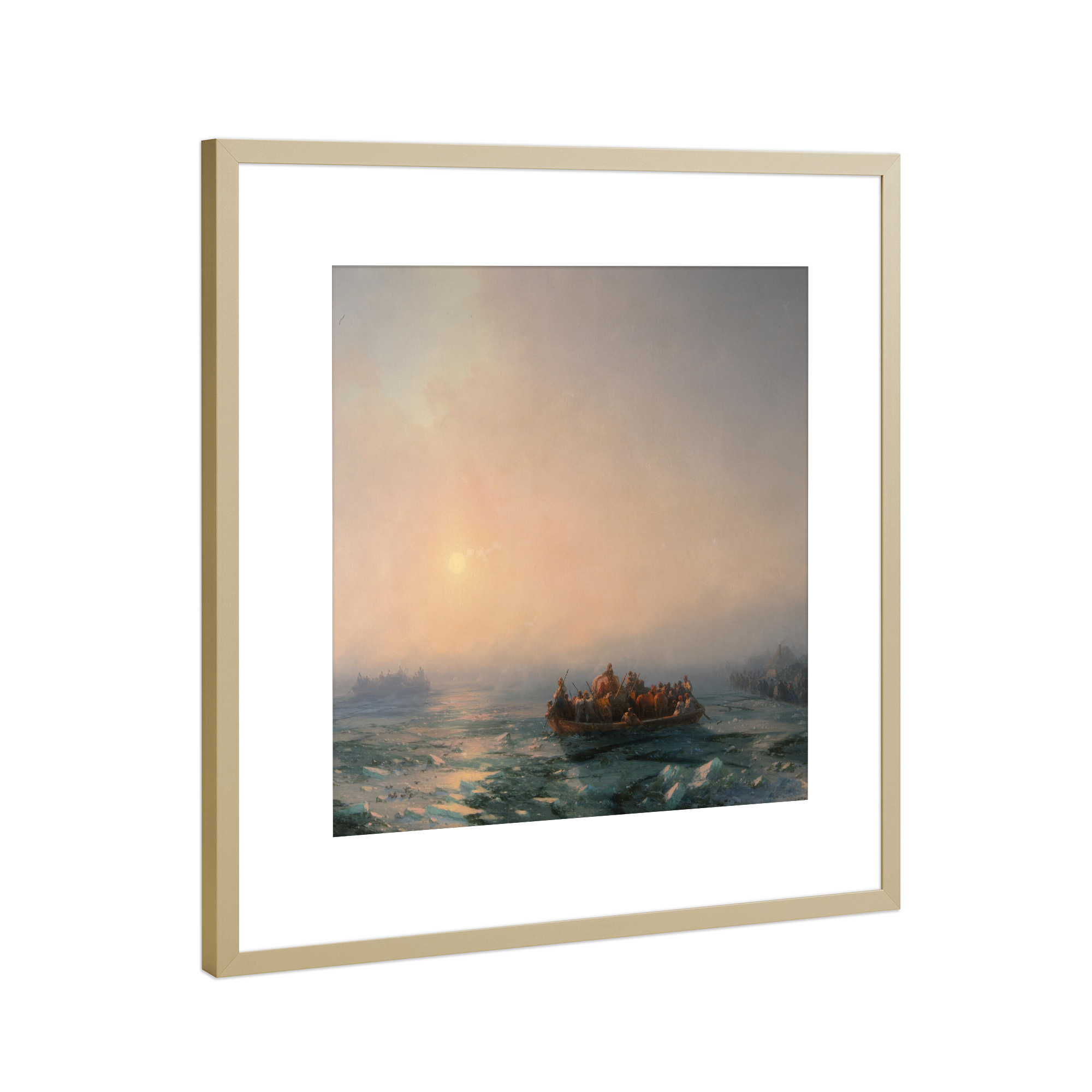 Poster mit Rahmen Gold "Eisgang auf dem Dnjepr" artboxONE - Natur,Reise,Menschen,Reise / Strand und Meer