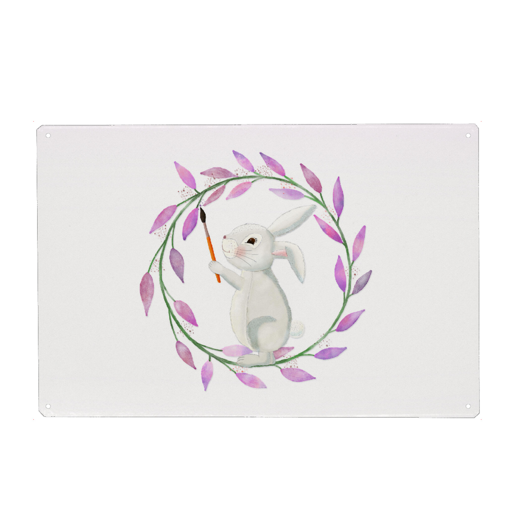 Holzbild "Hase malt, nicht nur zu Ostern" artboxONE - Floral,Für Kinder,Tiere,Lustig