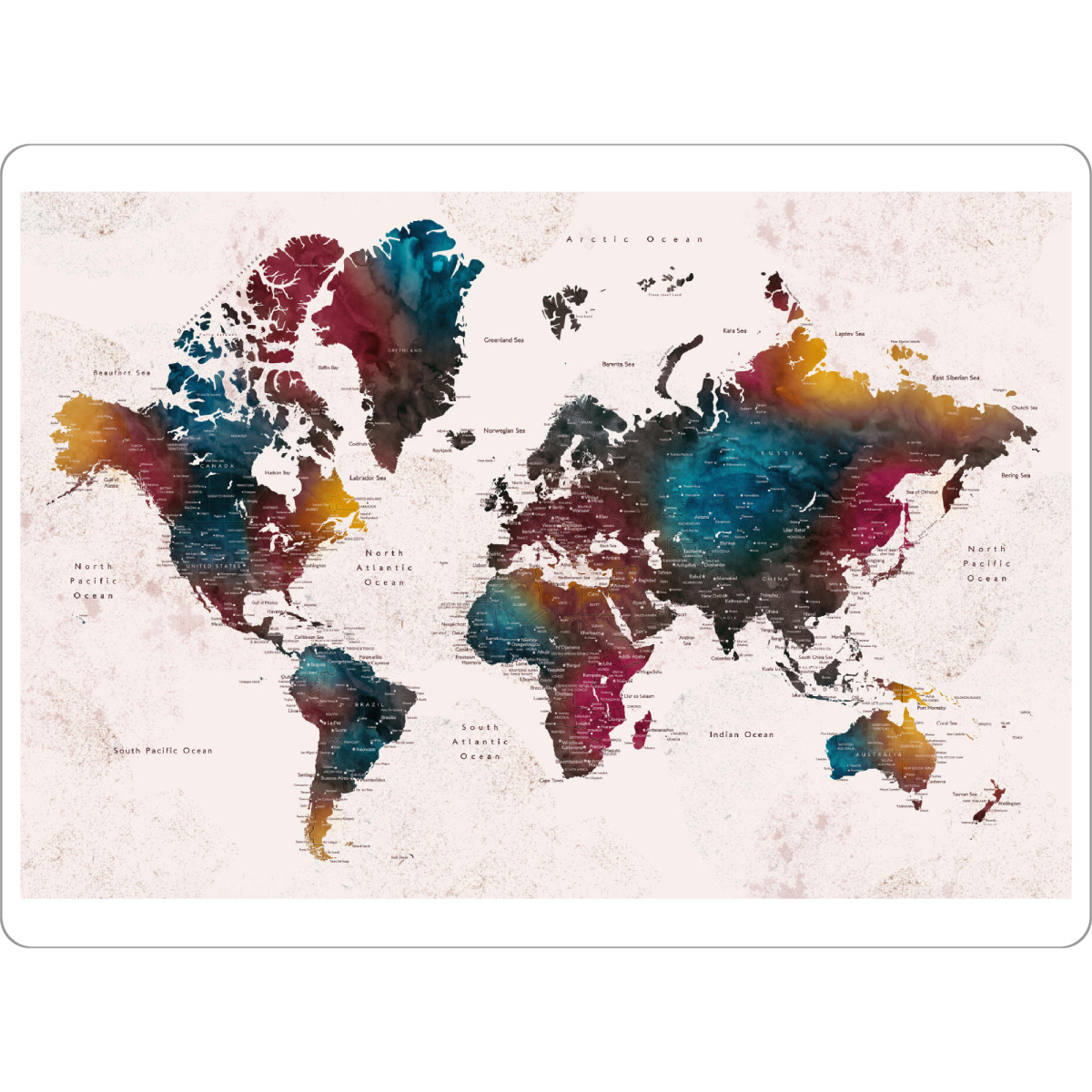 Tischset "Yaira colorful detailed world map" artboxONE - Reise,Kartografie