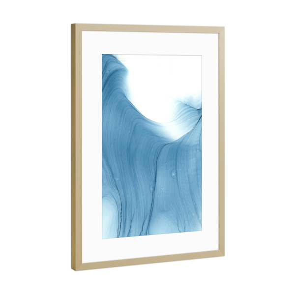 Poster mit Rahmen Gold "Cold Waterfall - blue" artboxONE - Abstrakt