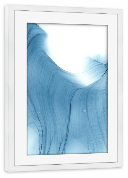 Poster mit Rahmen weiß "Cold Waterfall - blue" artboxONE - Abstrakt