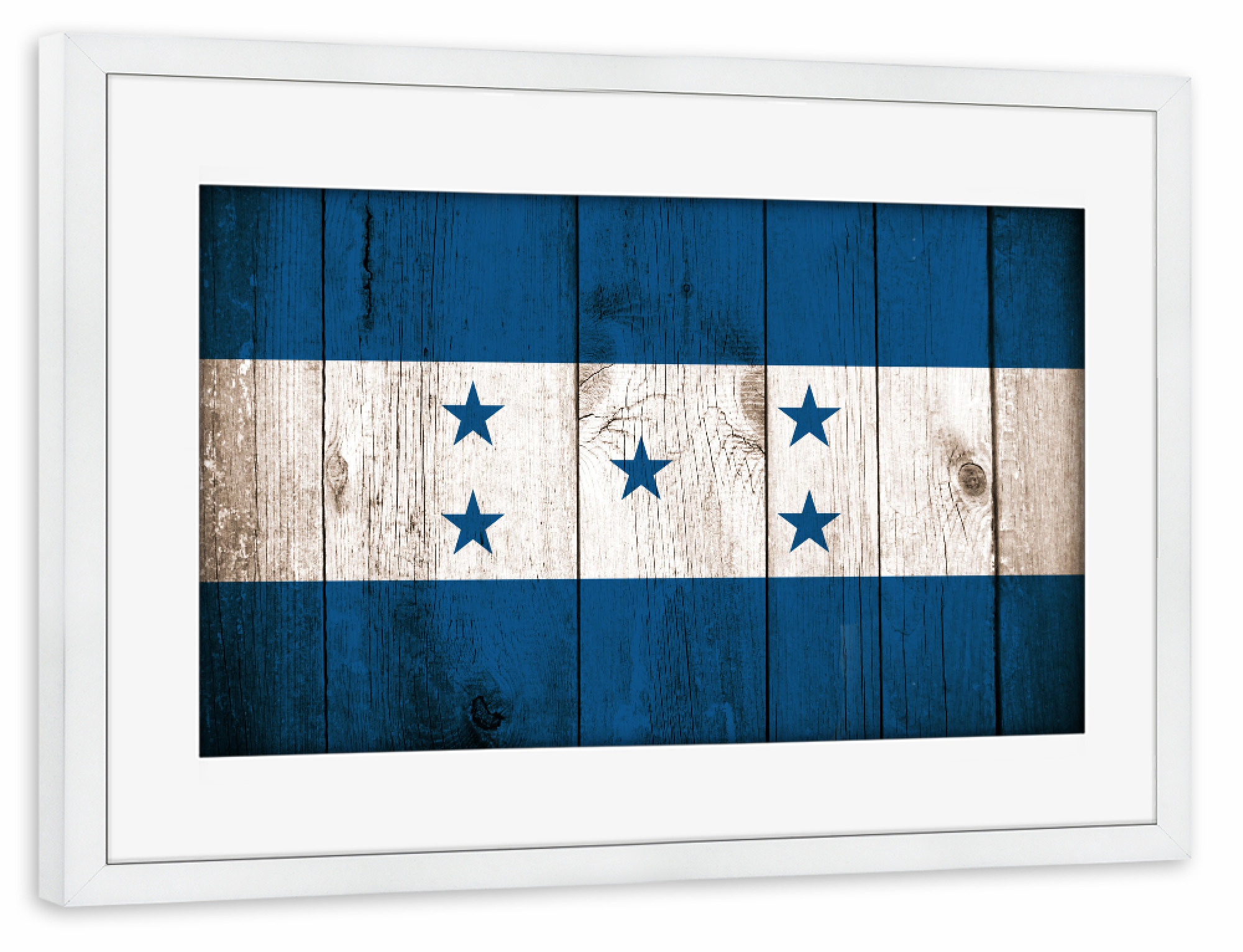 Poster mit Rahmen weiß "Vintage Flag of Honduras" artboxONE - Reise,Reise / Länder