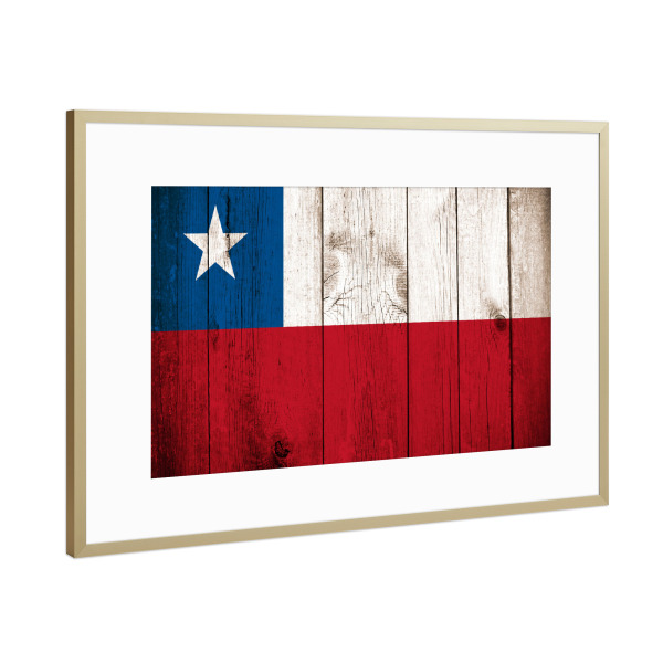 Poster mit Rahmen Gold "Vintage Flag of Chile" artboxONE - Reise,Reise / Länder
