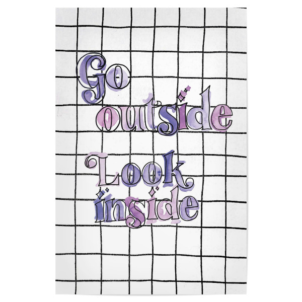 Poster 30x20 cm "Go Outside Look Inside" artboxONE - Typografie,Natur - Outside,Draußen,Innen,Yoga,Positive,Meditation,Mindset,Typo,Typography