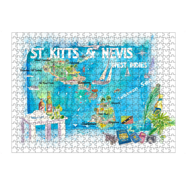 Puzzle Ravensburger "St Kitts Antillen Karte" artboxONE - Reise,Reise / Strand und Meer,Kartografie