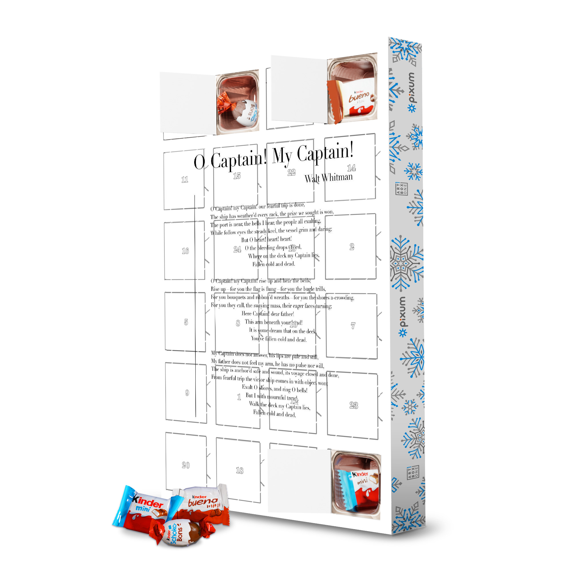 Adventskalender mit Produkten von Kinder O Captain! by Walt Whitman artboxONE Adventskalender Typografie