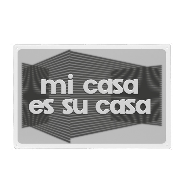 Metall Poster "Mi casa es" artboxONE - Typografie - Casa,Linien,Grau,Haus,Spruch,Einladung,Spanisch,Spanish - Blechschild