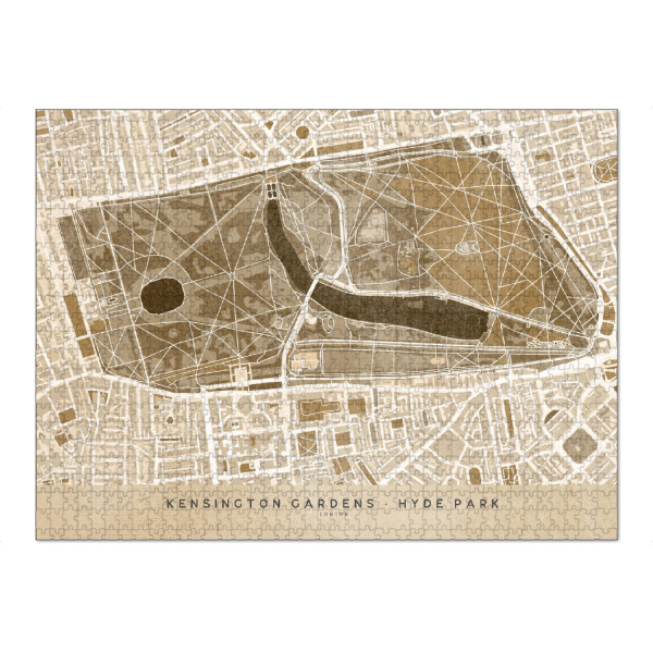 Puzzle Ravensburger "Vintage map of Kensington Gardens" artboxONE - Kartografie - Vintage,Sepia,Kensington,Gardens,London,England,Distressed,Map,Karte
