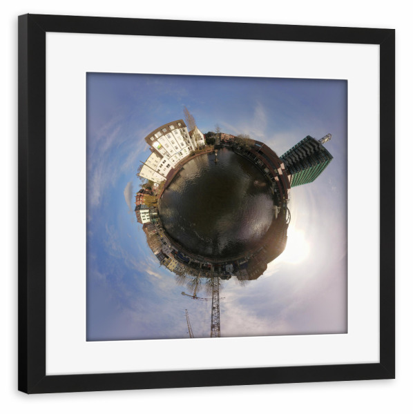 Poster mit Rahmen schwarz "Hafen Serrahn & CCB HH-Bergedorf" artboxONE - Städte,Städte / Hamburg,Reise,Architektur,Reise / Strand und Meer