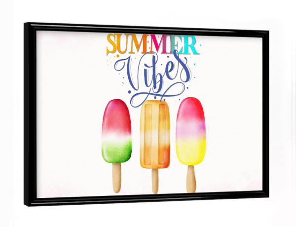 Poster mit schwarzem Rahmen "Summer Vibes. Eis am Stiel" artboxONE - Typografie,Essen & Trinken,Lustig
