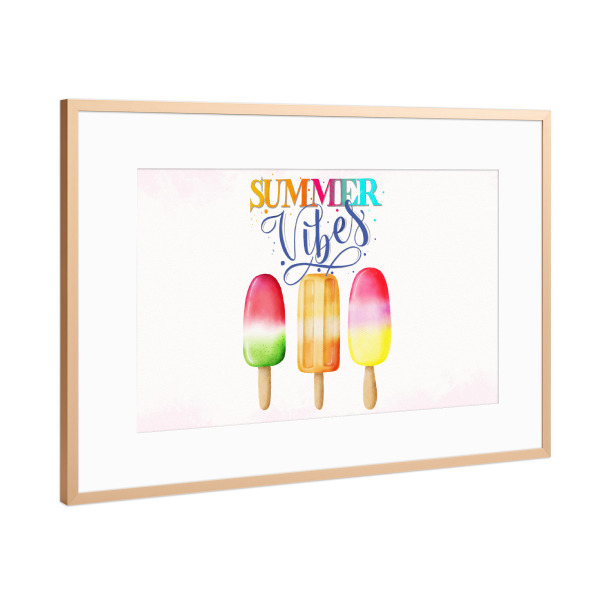 Poster mit Rahmen Kupfer "Summer Vibes. Eis am Stiel" artboxONE - Typografie,Essen & Trinken,Lustig