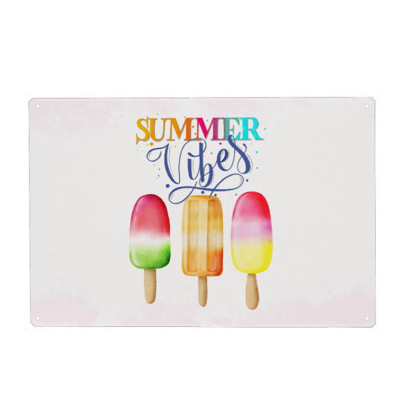 Metall Poster "Summer Vibes. Eis am Stiel" artboxONE - Typografie,Essen & Trinken,Lustig