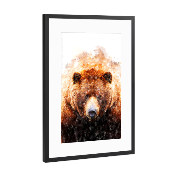 Poster mit Rahmen Schwarz (Metallic) "Braunbär" artboxONE - Natur,Tiere