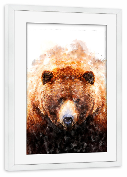 Poster mit Rahmen weiß "Braunbär" artboxONE - Natur,Tiere