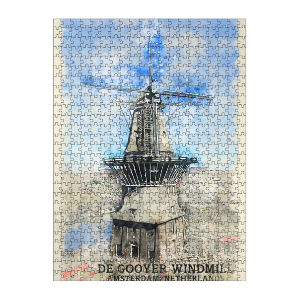 Puzzle Ravensburger "De Gooyer Windmühle Sketch" artboxONE - Architektur