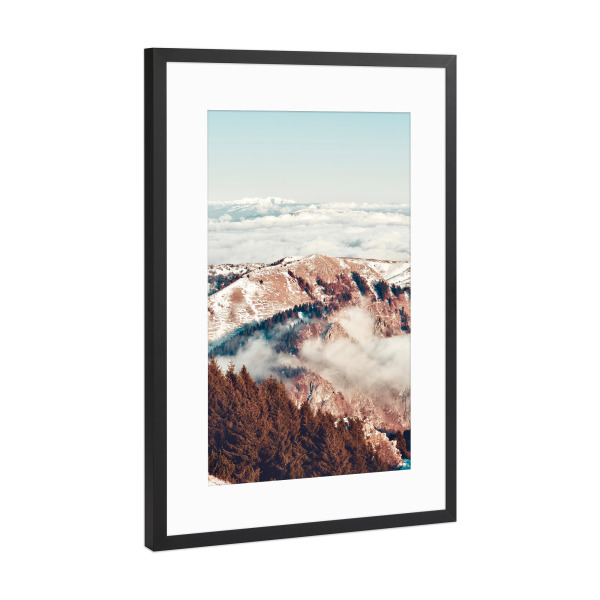 Poster mit Rahmen Schwarz (Metallic) "Berglandschaft über dem Nebelmeer" artboxONE - Natur,Reise