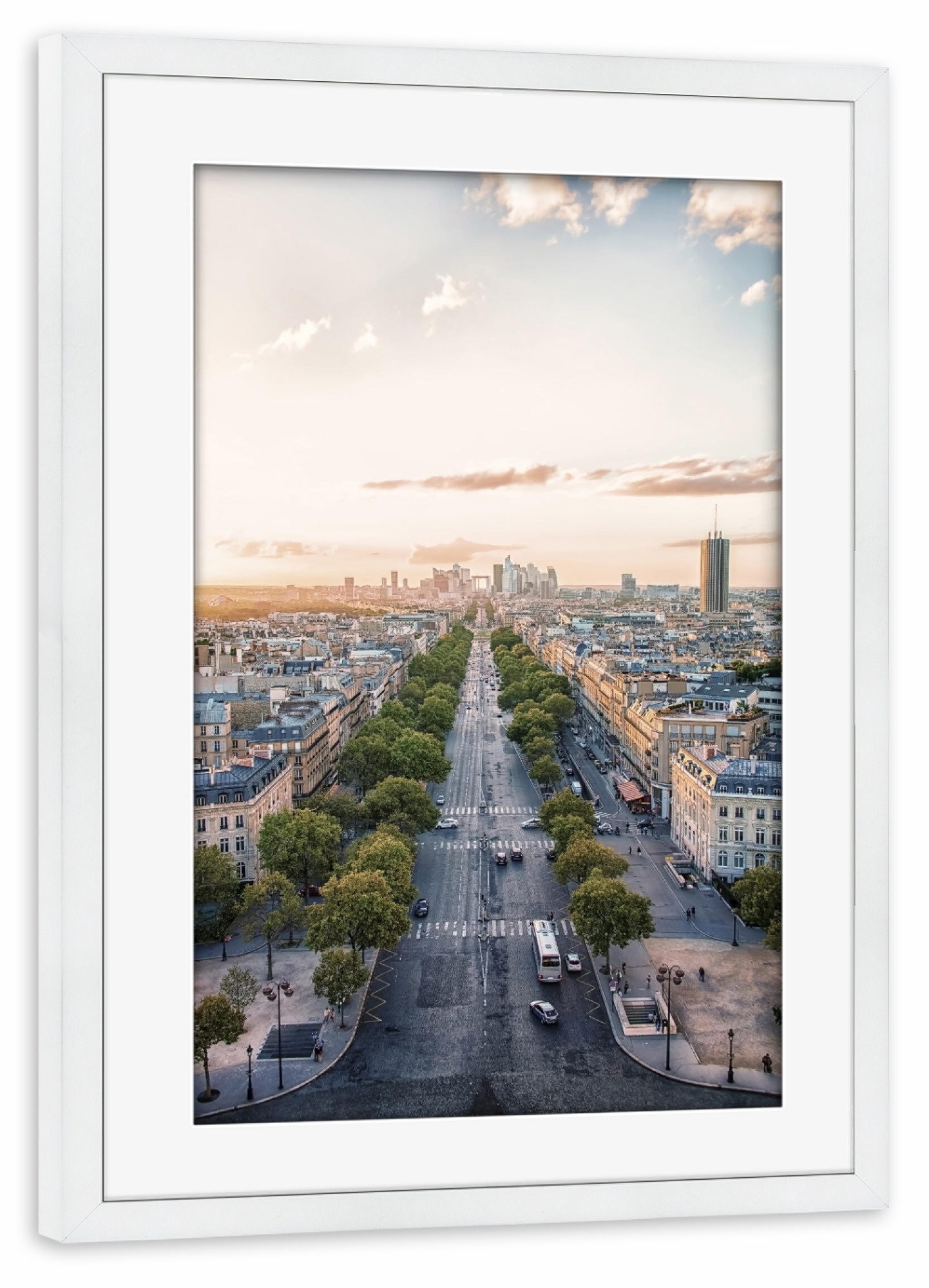 Poster mit Rahmen weiß "The Avenue" artboxONE - Städte,Reise,Architektur,Städte / Paris,Reise / Länder