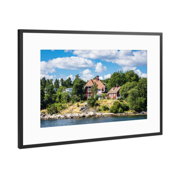 Poster mit Rahmen Schwarz (Metallic) "Insel vor Stockholm" artboxONE - Natur,Reise,Architektur,Reise / Strand und Meer,Reise / Länder